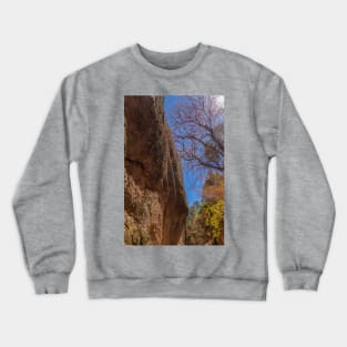 Rocky Cliff Formation Amid Colorful Tree Leaves Crewneck Sweatshirt